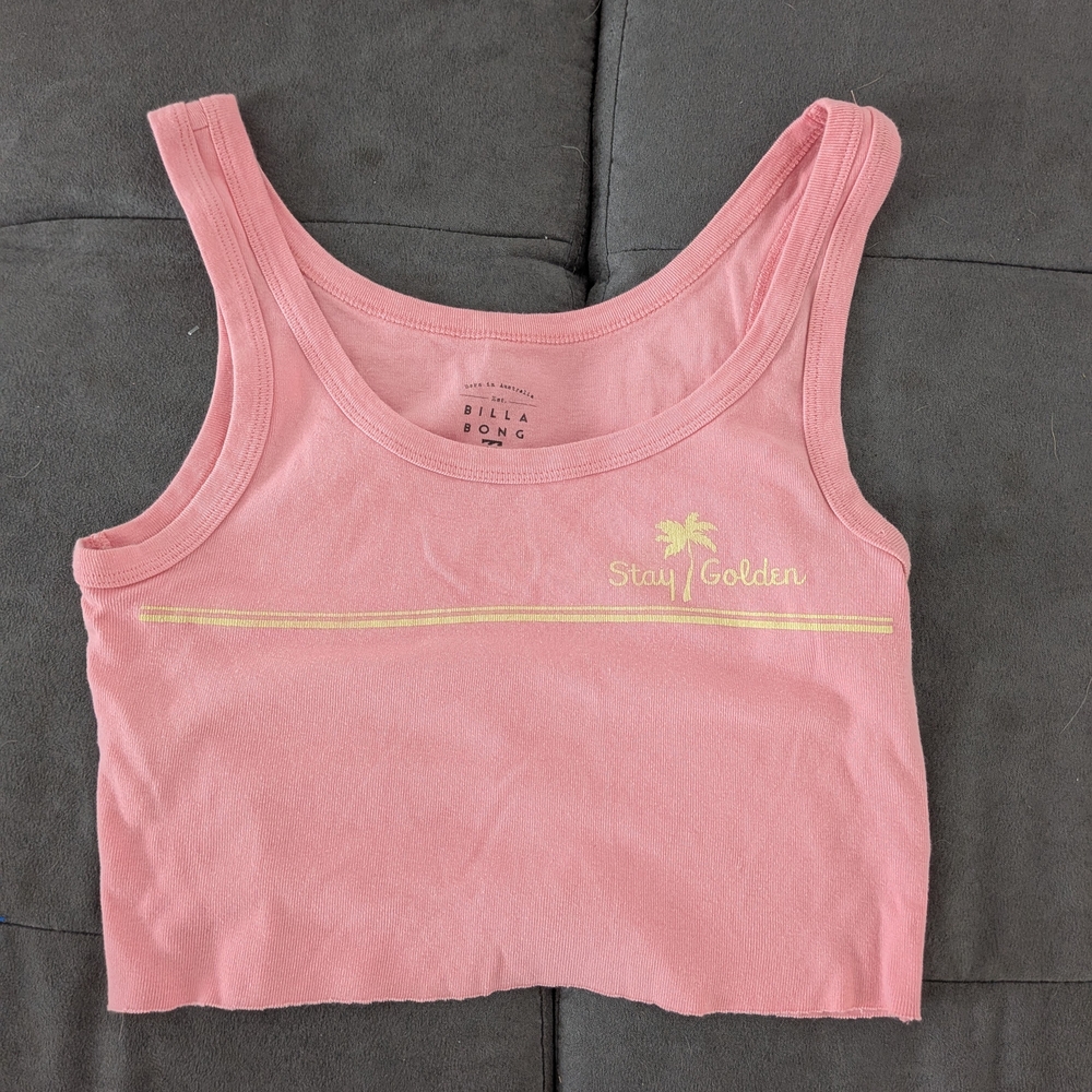 Billabong Pink Tank Top with Yellow Graphic